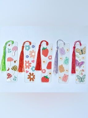 Cute Clear Tassel Bookmarks - Set of 10